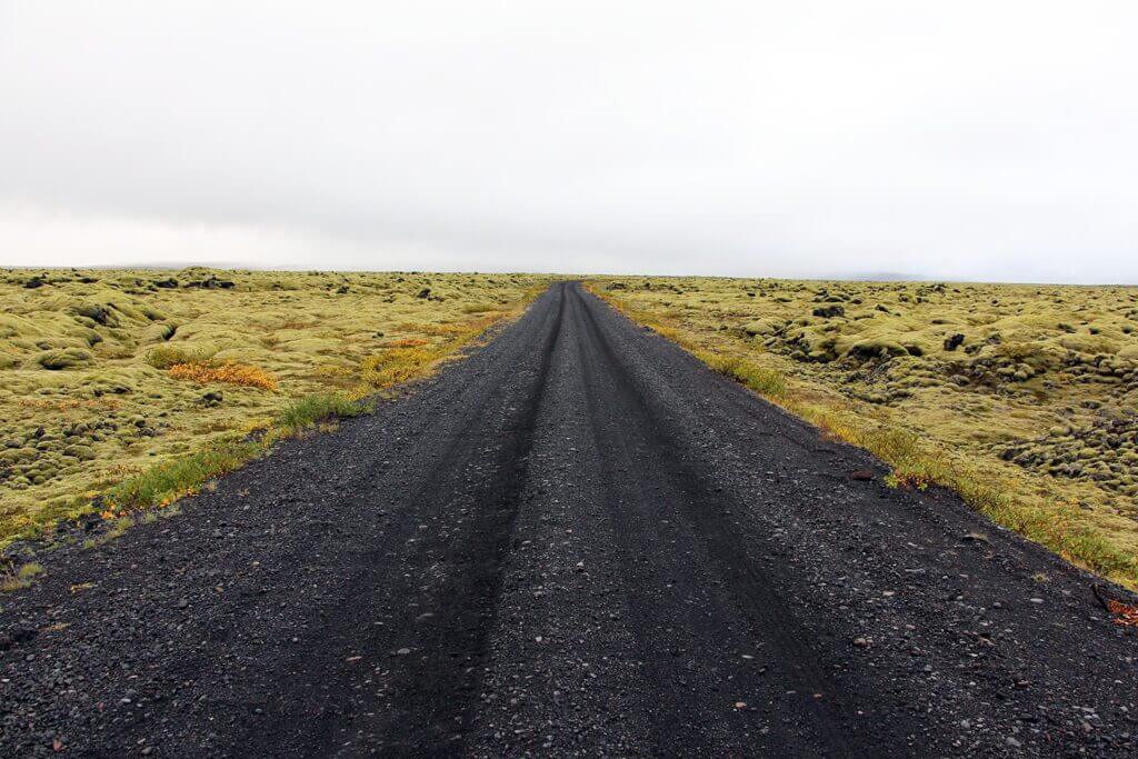 Iceland Black Roads & Green Moss Fields