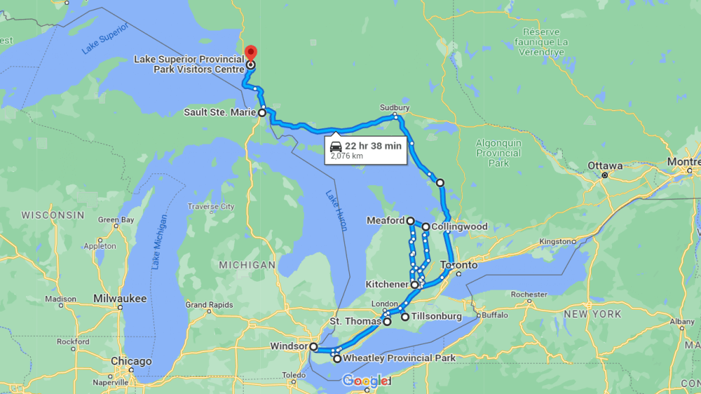 Approximate July Van Route