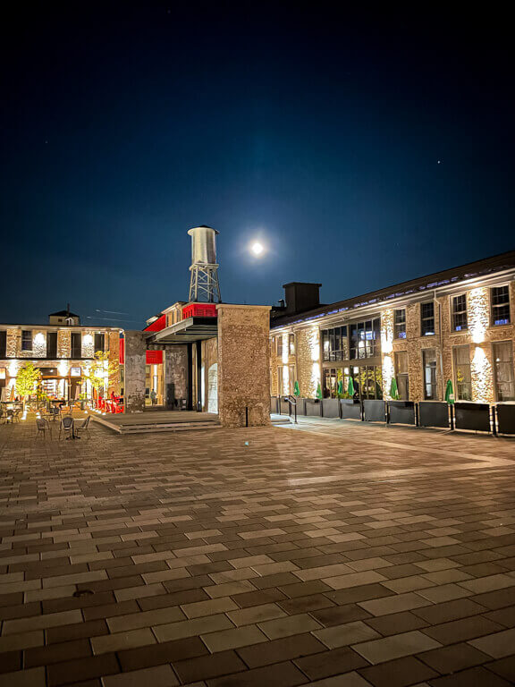 Gaslight District Architecture Under Full Moon