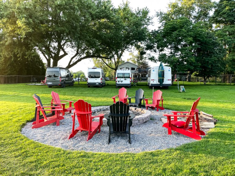 Meanwhile Blueberry Farm Campfire Setup with Vans Behind