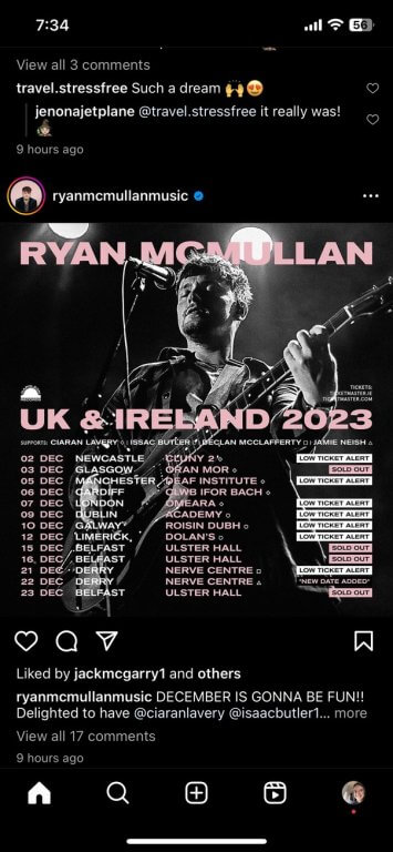 Ryan McMullan Tour 2023