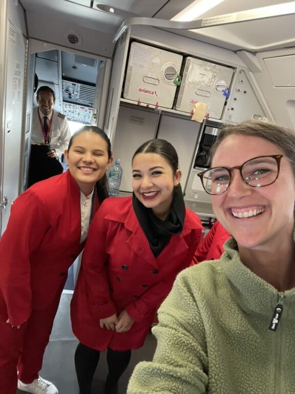 Bren & Maria with TwTMc on Avianca Flight Home from Guatemala