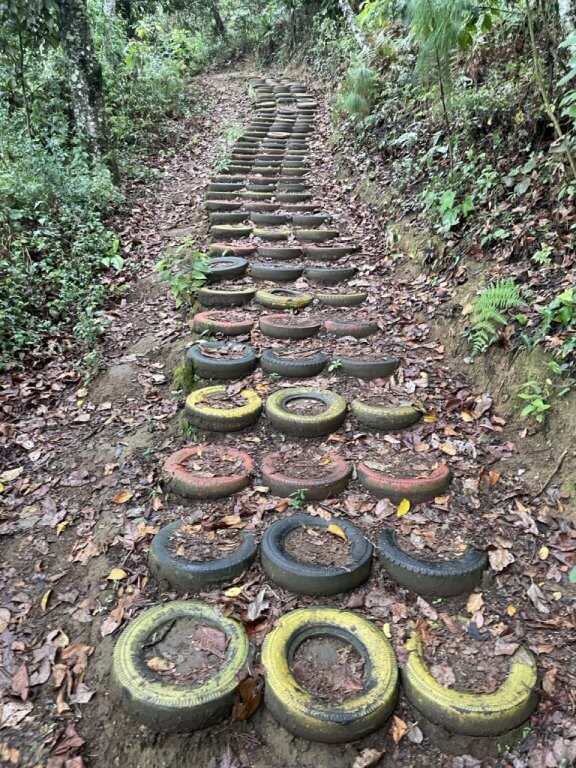 Colourful Tire Steps on Volcan San Pedro in Guatemala Large